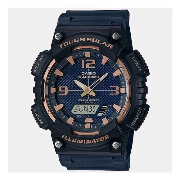 Casio Men's Tough Solar Quartz Alarm World Time Resin 46mm Watch AQS810W-2A3V - Picture 1 of 8